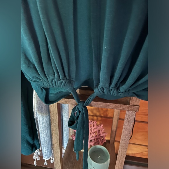 Fabletics Split Tie Back Shirt- Blue/Green 2XL - Picture 5 of 6